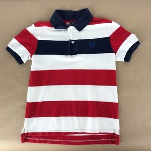 Red white and blue stripe polo shirt size 7